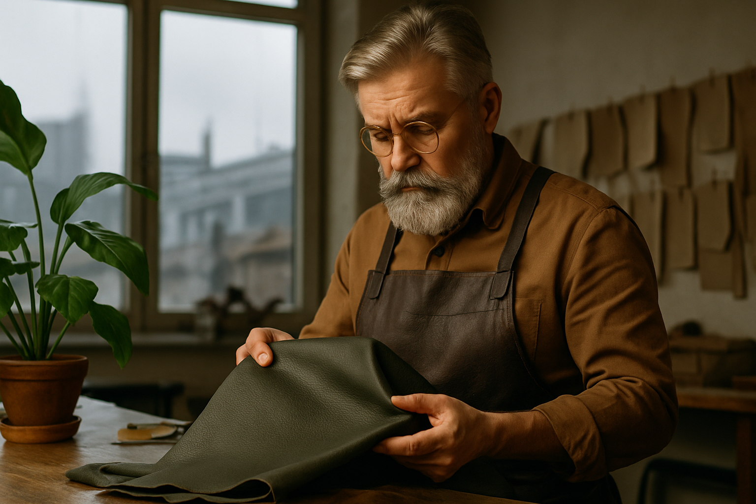 Leather craftsman at work
